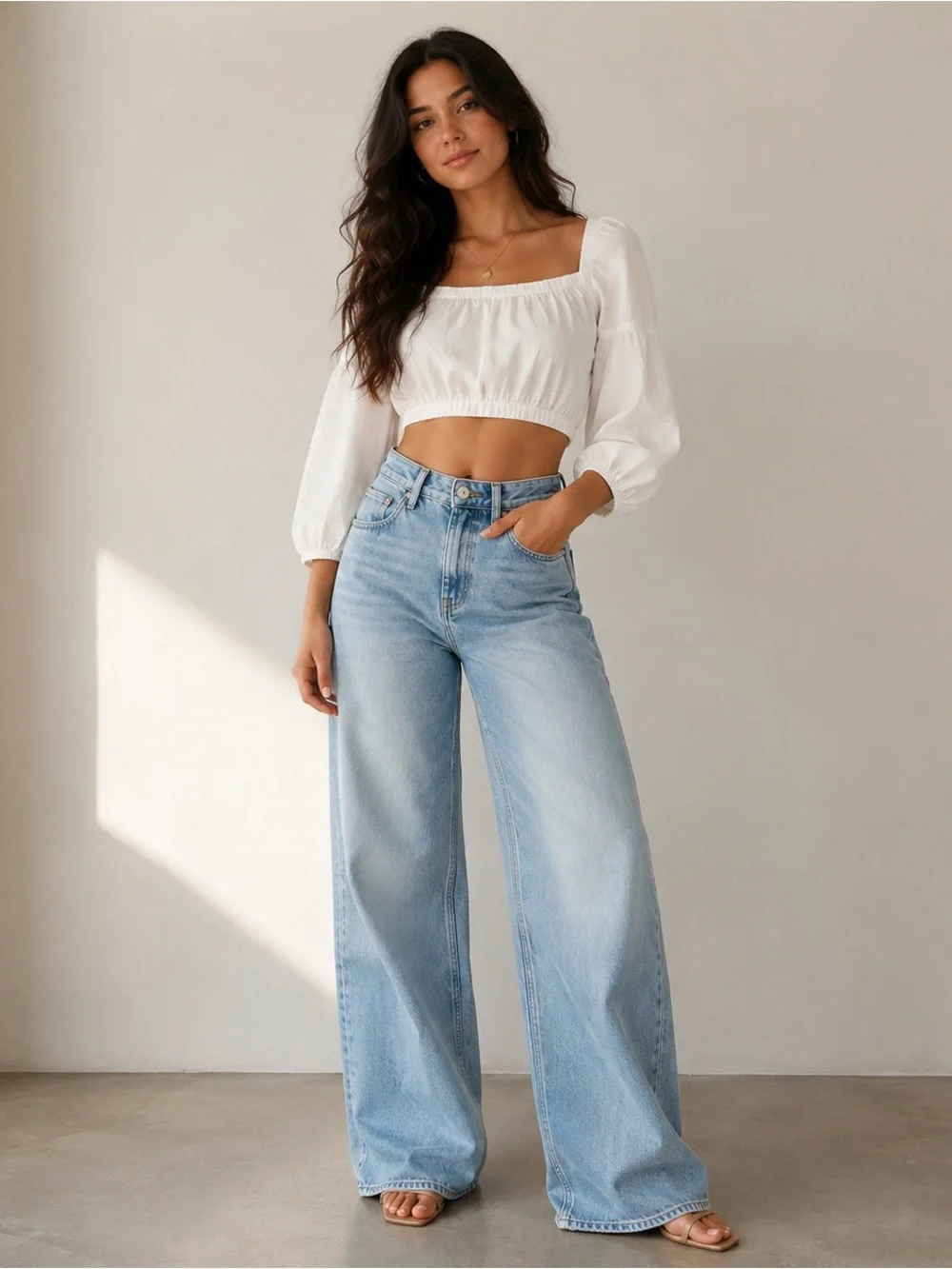 Les Coyotes de Paris Philene White Cotton Linen Puff Sleeve Crop Top Size 16